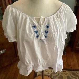 Gloria Vanderbilt Peasant-Style SS Blouse